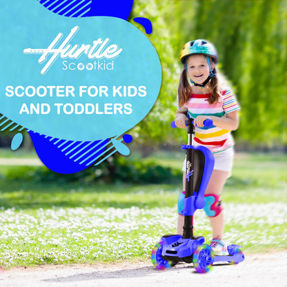 Hurtle - 3 Wheel Foldable Kick Scooter for Kids & Toddlers (Blue CA) Hurtle