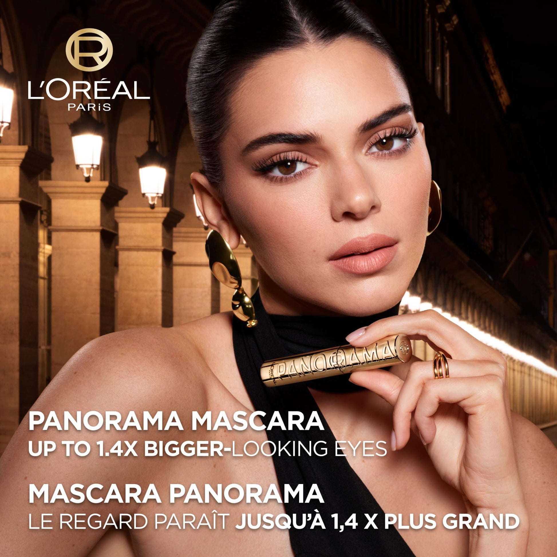 L’Oréal Paris Voluminous Panorama Mascara, Volumizing and Lengthening Mascara, Washable Longwear and Smudge Resistant Make Up, Blackest Black, 0.33 Fl Oz