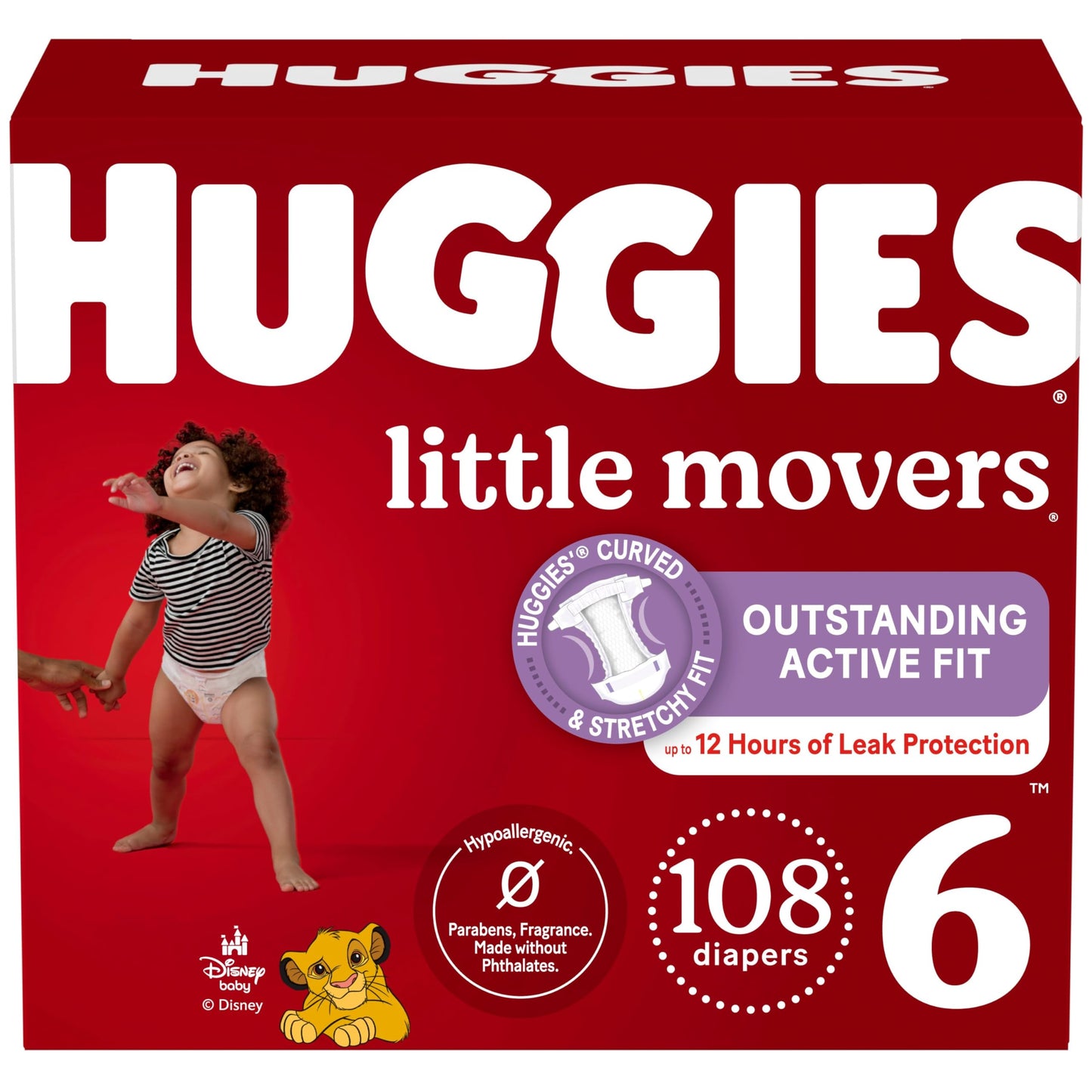 Huggies Size 6 Diapers, Little Movers Baby Diapers, Size 6 (35+ lbs), 108 Count