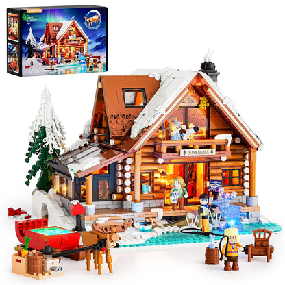 LUMIBRICKS Aurora-Cabin Christmas Lighting-Building-Bricks Set - 2425 Pcs Retro House Winter Lodge LED Light Construction Building Christmas Village Model Set for Adults and Families 🍁 All In One Marketplace Canada