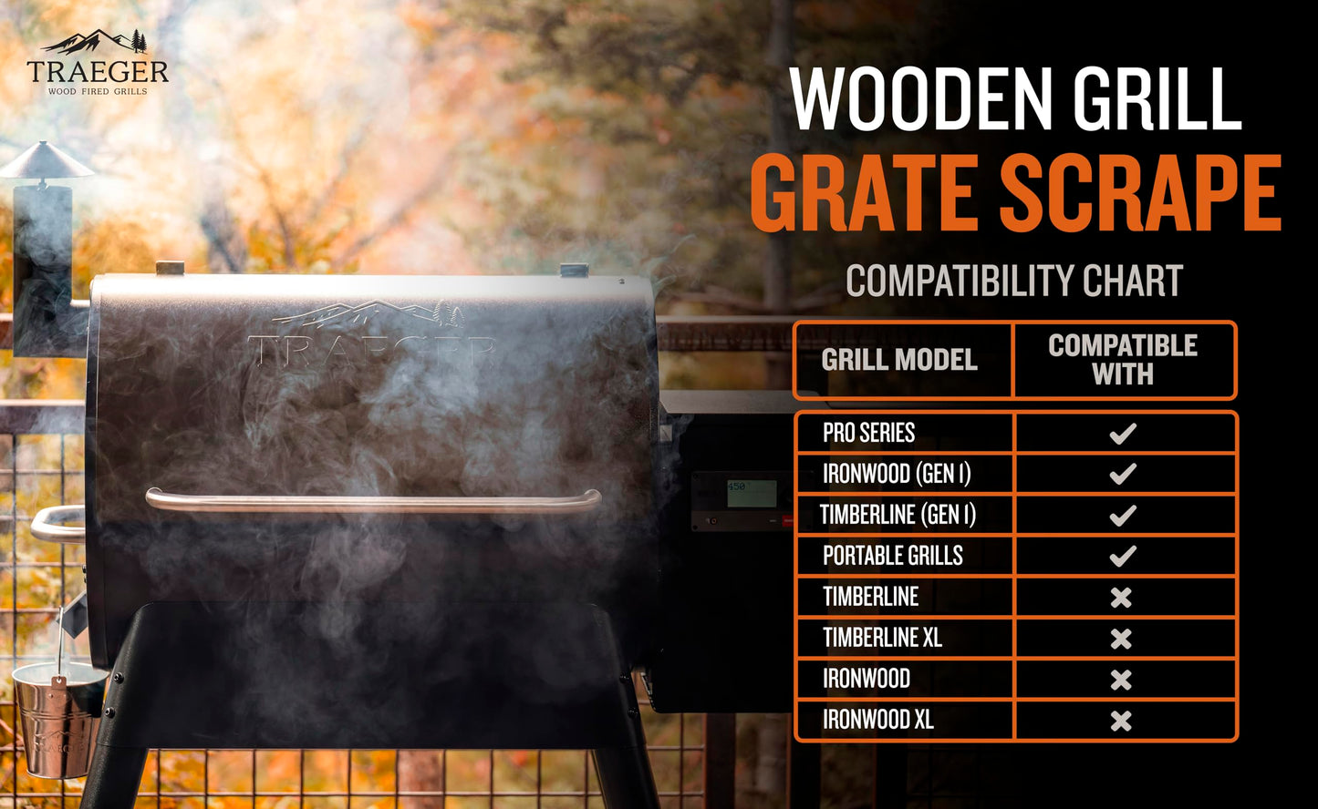 Traeger BAC454 Wooden Scape Grill Scraper, Wood Traeger