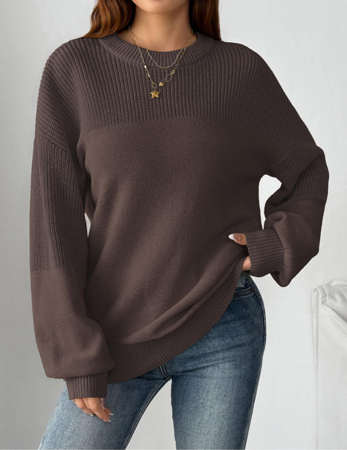 Zeagoo Womens Business Casual Tops Winter Brown Crewneck Chunky Pullover 🍁 All In One Marketplace Canada