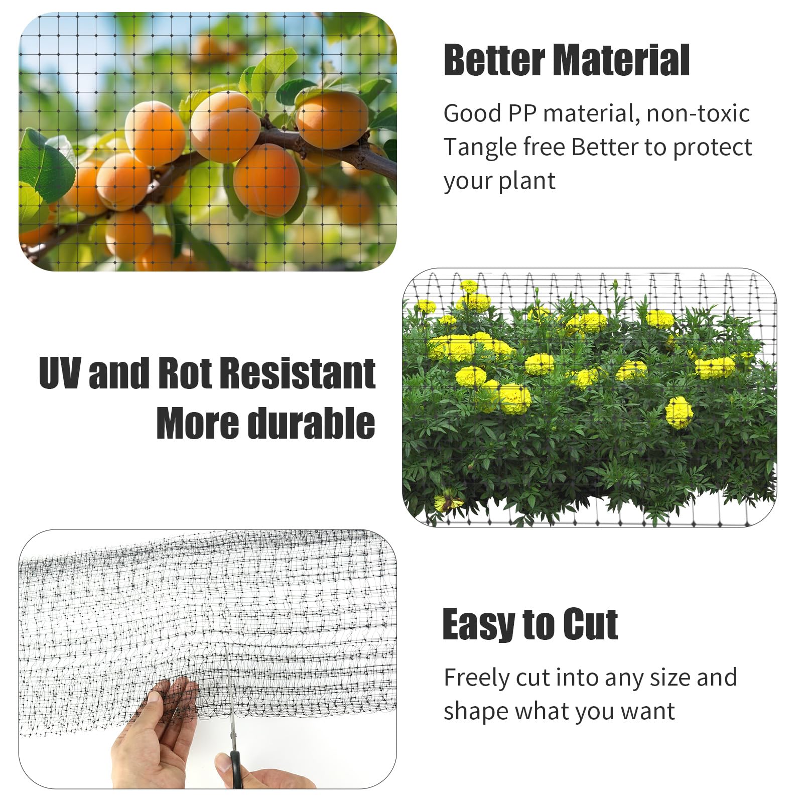 Bird Netting for Garden 7 x 100 Feet, Black Garden Protection Netting Heavy Duty Wire Mesh Net Barrier, Protect Plants Fruits Trees from Rodents Birds Deer Poultry Reusable Animal Fencing (1) - Available at All In One Marketplace Canada