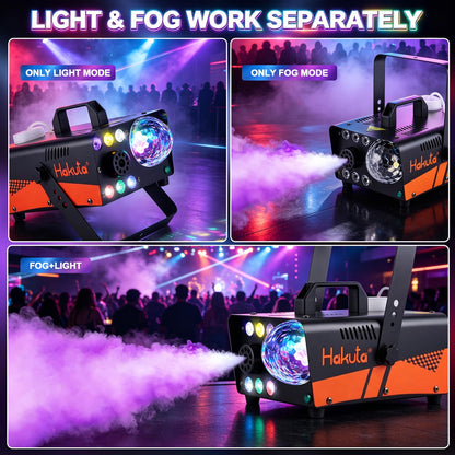 HAKUTA 800W Fog Machine with Disco Ball & RGB LED Lights, 3000 CFM 🍁 All In One Marketplace Canada