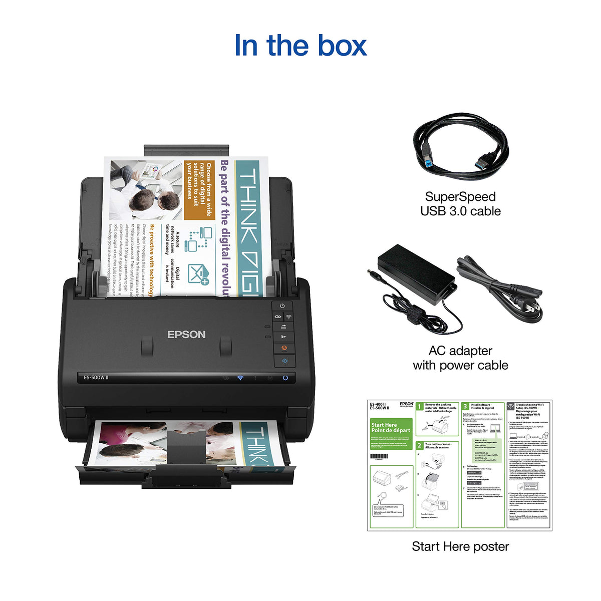 Epson Workforce ES-500W II Wireless Color Duplex Desktop Document Scanner