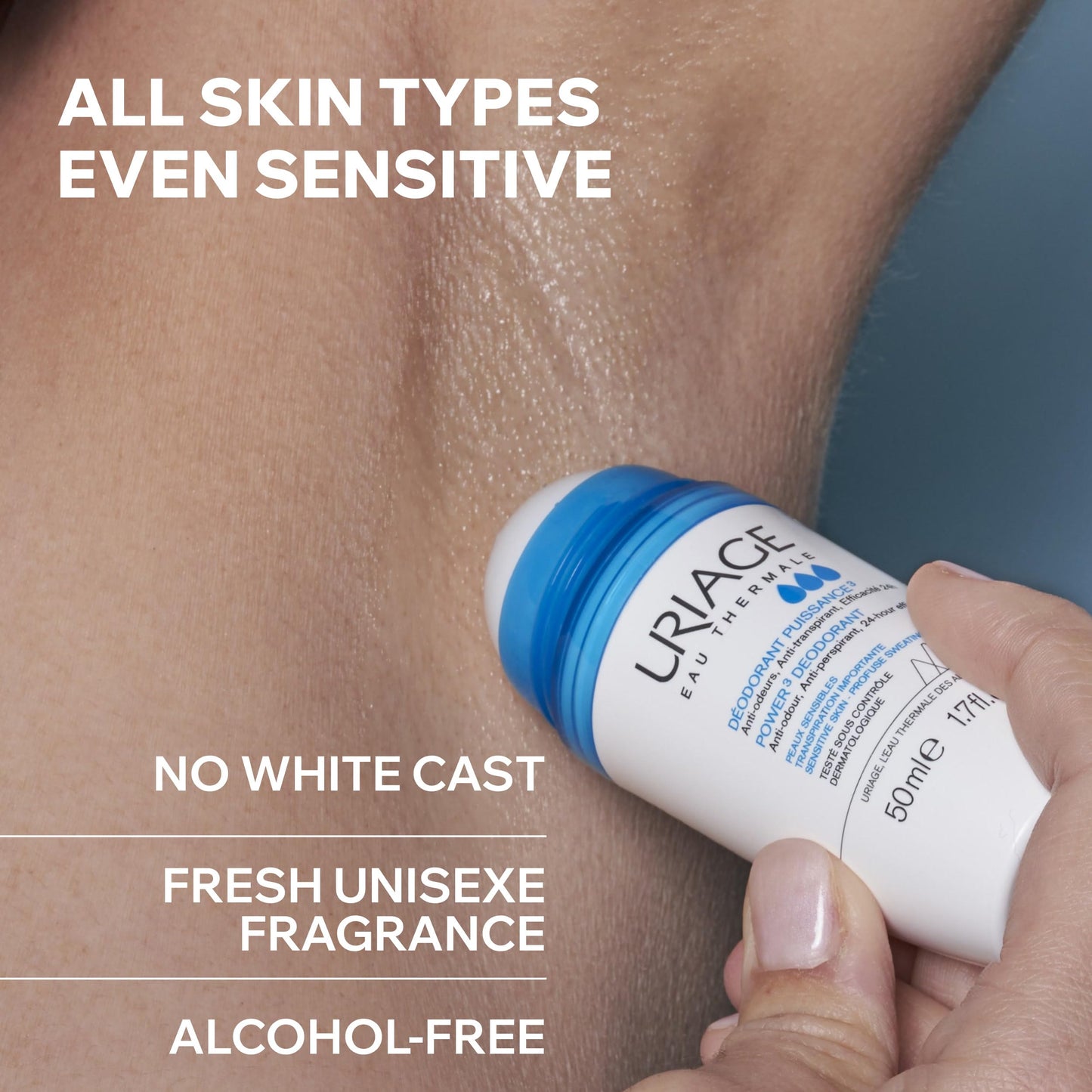 Uriage - Power 3 Clinical Strength Antiperspirant Deodorant - Roll-On Protection for Excessive Armpit Sweat - Men and Women - Combats Odor and Provides a Fresh, Clean Feeling for 24hr - 50ml - Available at All In One Marketplace Canada
