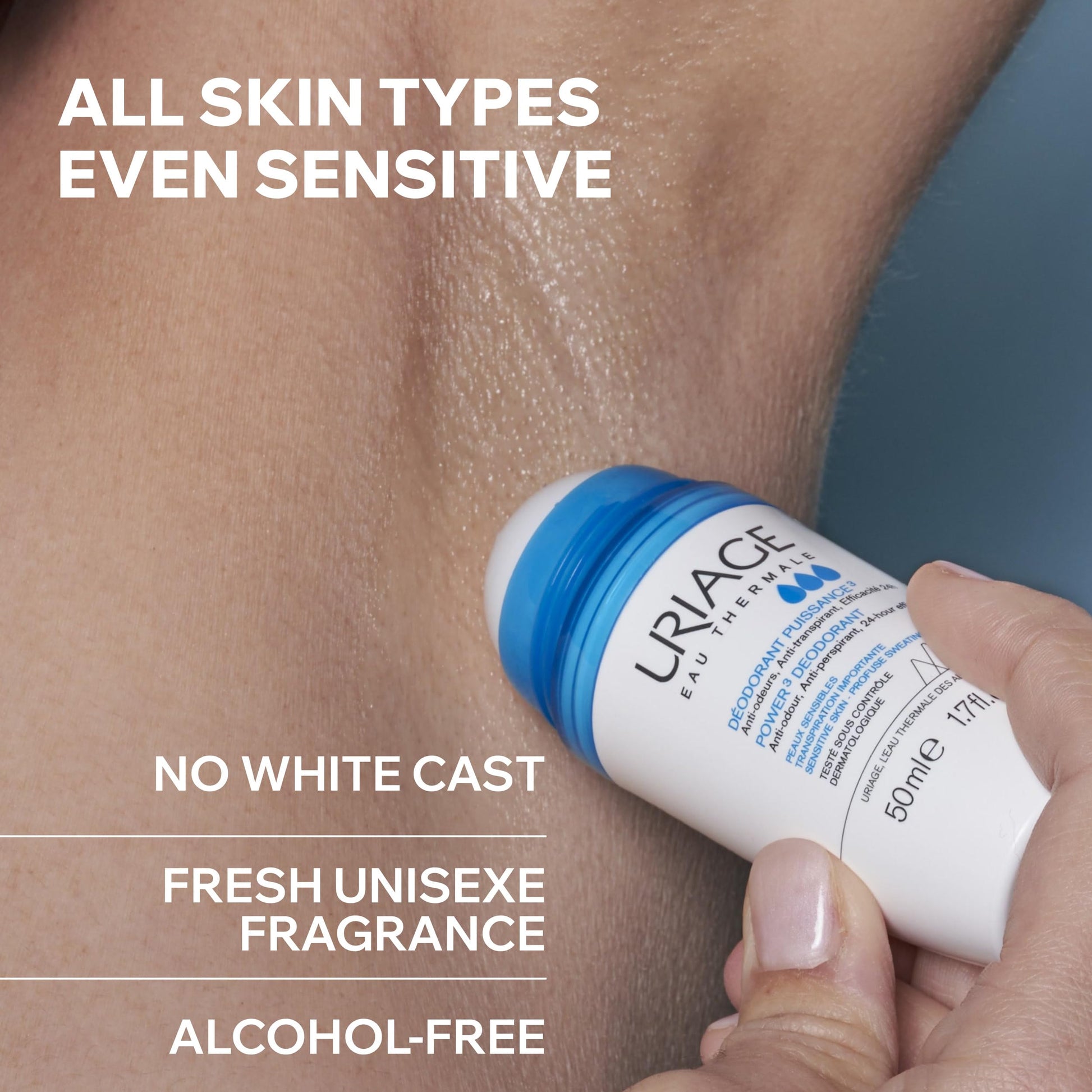Uriage - Power 3 Clinical Strength Antiperspirant Deodorant - Roll-On Protection for Excessive Armpit Sweat - Men and Women - Combats Odor and Provides a Fresh, Clean Feeling for 24hr - 50ml - Available at All In One Marketplace Canada