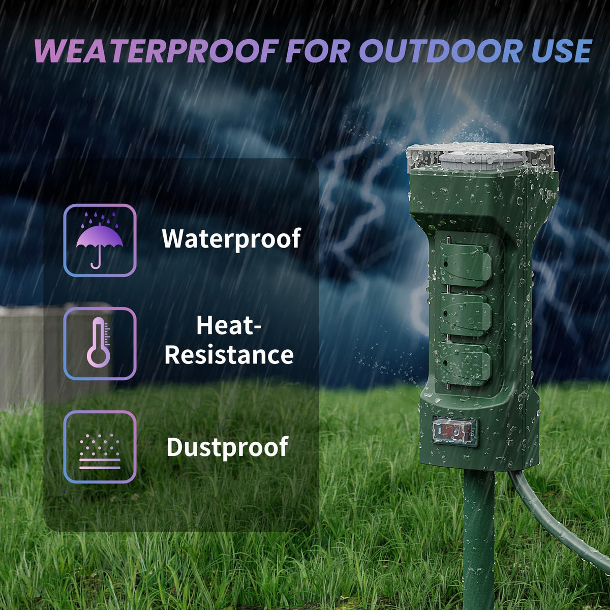 K KASONIC - 24 Hour Outdoor Stake Timer, 6 Outlets 6 ft Extension Cord Mechanical Power Timer for Outdoor Lights, Christmas Decorations, ETL Certified, Weatherproof Safety Cover-Green 🍁 All In One Marketplace Canada