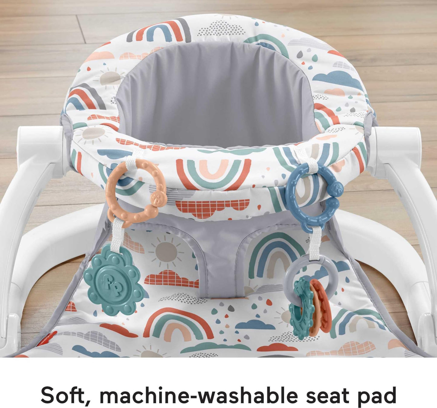Fisher-Price Portable Baby Chair Sit-Me-Up Floor Seat with Developmental Toys & Machine Washable Seat Pad, Rainbow Showers 🍁 All In One Marketplace Canada