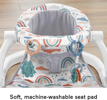 Fisher-Price Portable Baby Chair Sit-Me-Up Floor Seat with Developmental Toys & Machine Washable Seat Pad, Rainbow Showers 🍁 All In One Marketplace Canada