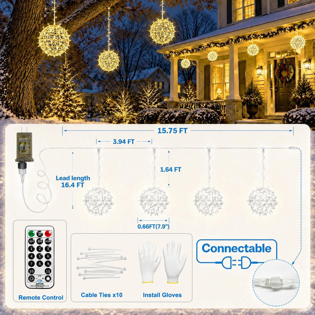 Fairdeer 8 Pack 7.9" Outdoor Christmas Balls, Warm White & Multicolor 🍁 All In One Marketplace Canada