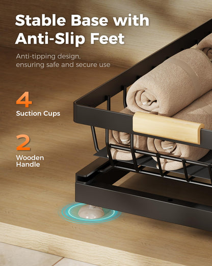 Sevenblue 2 Pack Under Sink Organizer, Height Adjustable 2 Tier Under Sink Organizer Kitchen, Multi-Purpose Storage Shelf for Kitchen Bathroom Cabinet (Black, Large) - Available at All In One Marketplace Canada