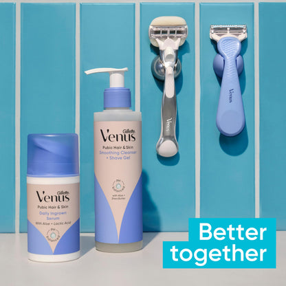 Gillette Venus for Bikini Pubic Hair and Skin, Womens Razors, 4 Razor Blade Refills for Intimate Grooming