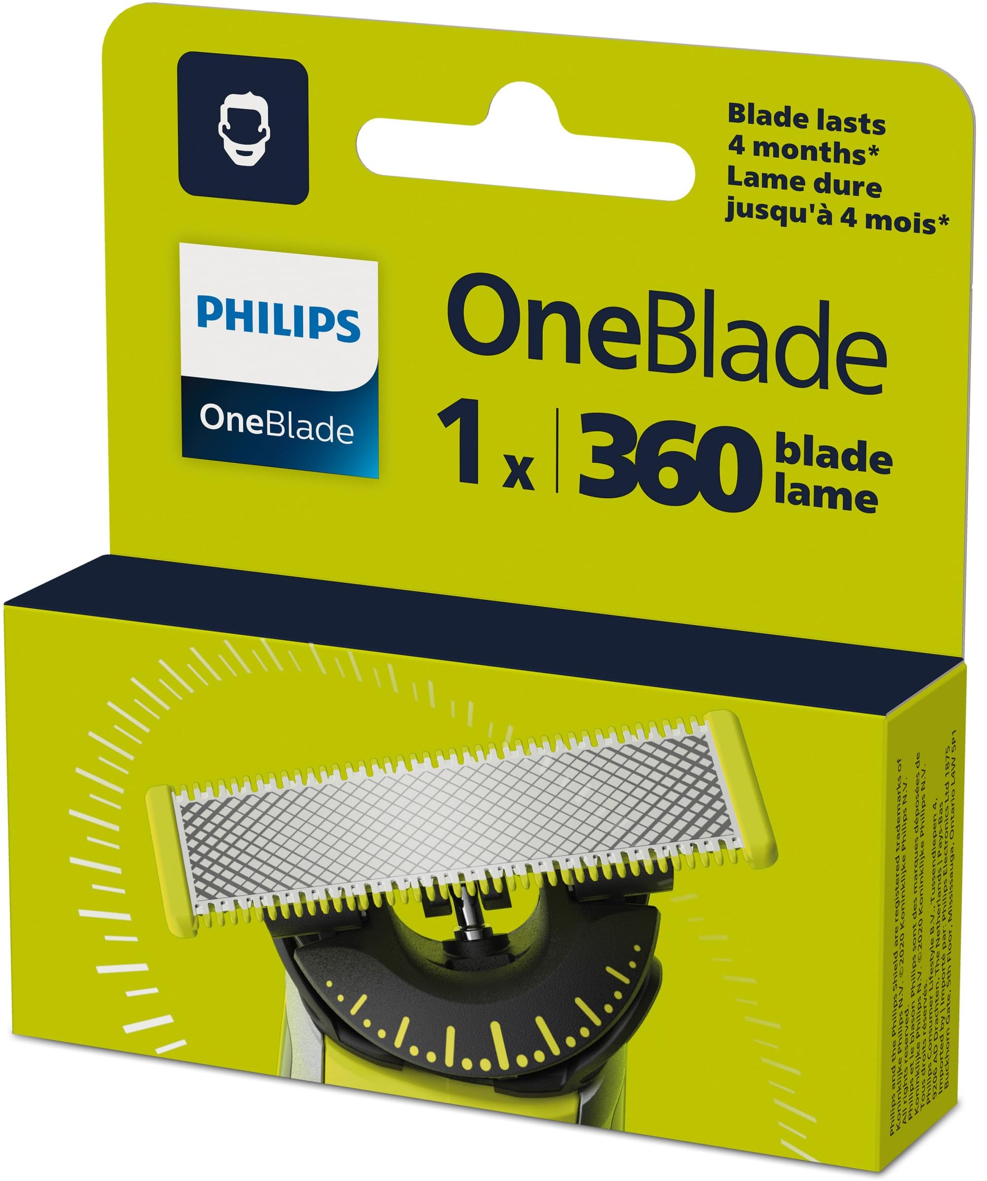 Philips OneBlade 360 Replacement Blade, for OneBlade Electric Shaver and Trimmer, Durable Stainless Steel, Trim, Edge and Shave, Model QP410/50