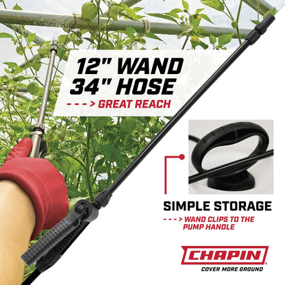 Chapin 22000 Pump Sprayer, 1G (4.5L), Lawn & Garden, Translucent Poly Tank, Funnel-Top, SureSpray, Anti-Clog Filter, Adjustable Cone Nozzle, 34" Hose, Fertilizer, Weed & Pest Applications, 2 Pack