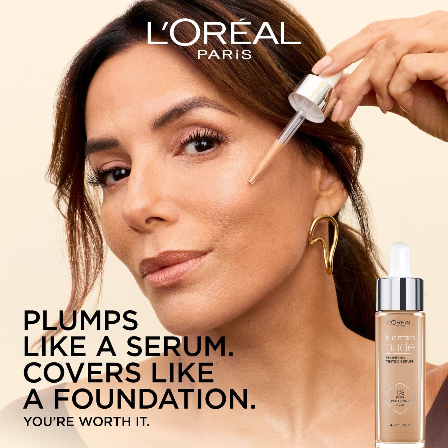 L’Oréal Paris True Match Nude Hyaluronic Foundation, Tinted Face Serum Foundation with Hyaluronic Acid for Lightweight Coverage and Instant Hydration, Radiant Finish - Medium, 30 mL 🍁 All In One Marketplace Canada