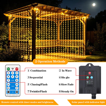 Solar Curtain Lights Outdoor, 300 LED Garden Fairy String Lights 🍁 All In One Marketplace Canada
