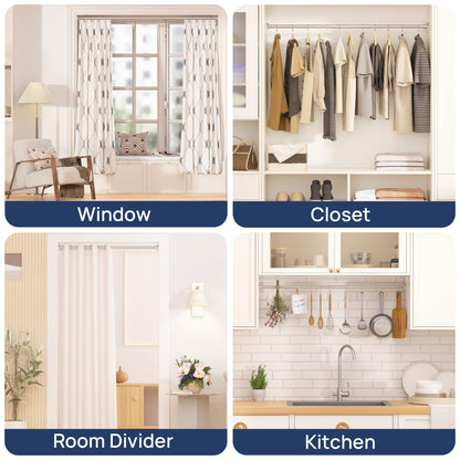 Shower Curtain Rod 30 to 76 Inches, 1 Inch Adjustable Spring Tension Stainless Steel Shower Rod No Drill for Bathroom, Closet, Window, Room Divider, Never Rust, Non Slip, Nickel