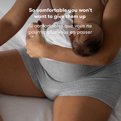 Frida Mom Women's Postpartum Underwear, Disposable Boyshort Underwear, Seamless with Stretchy Support, Postpartum Essentials, Size Petite (Waist 58–86 cm Stretched), 8 Count, Feminine Care, Grey 🍁 All In One Marketplace Canada
