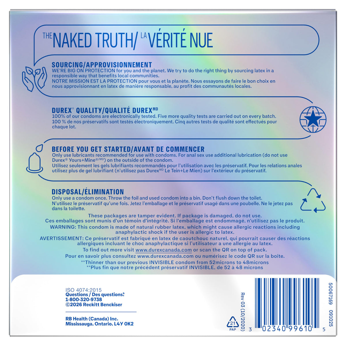DUREX® CONDOM - Invisible Extra Sensitive 22ct