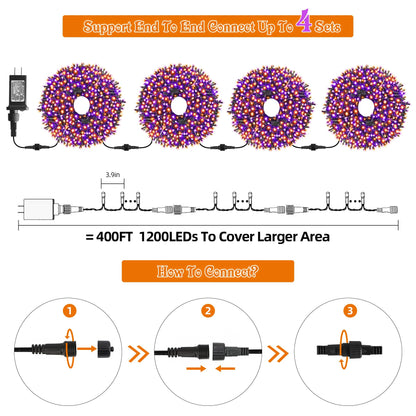 MZD8391 105FT 300LED Halloween Light, Orange Purple Christmas Light 🍁 All In One Marketplace Canada