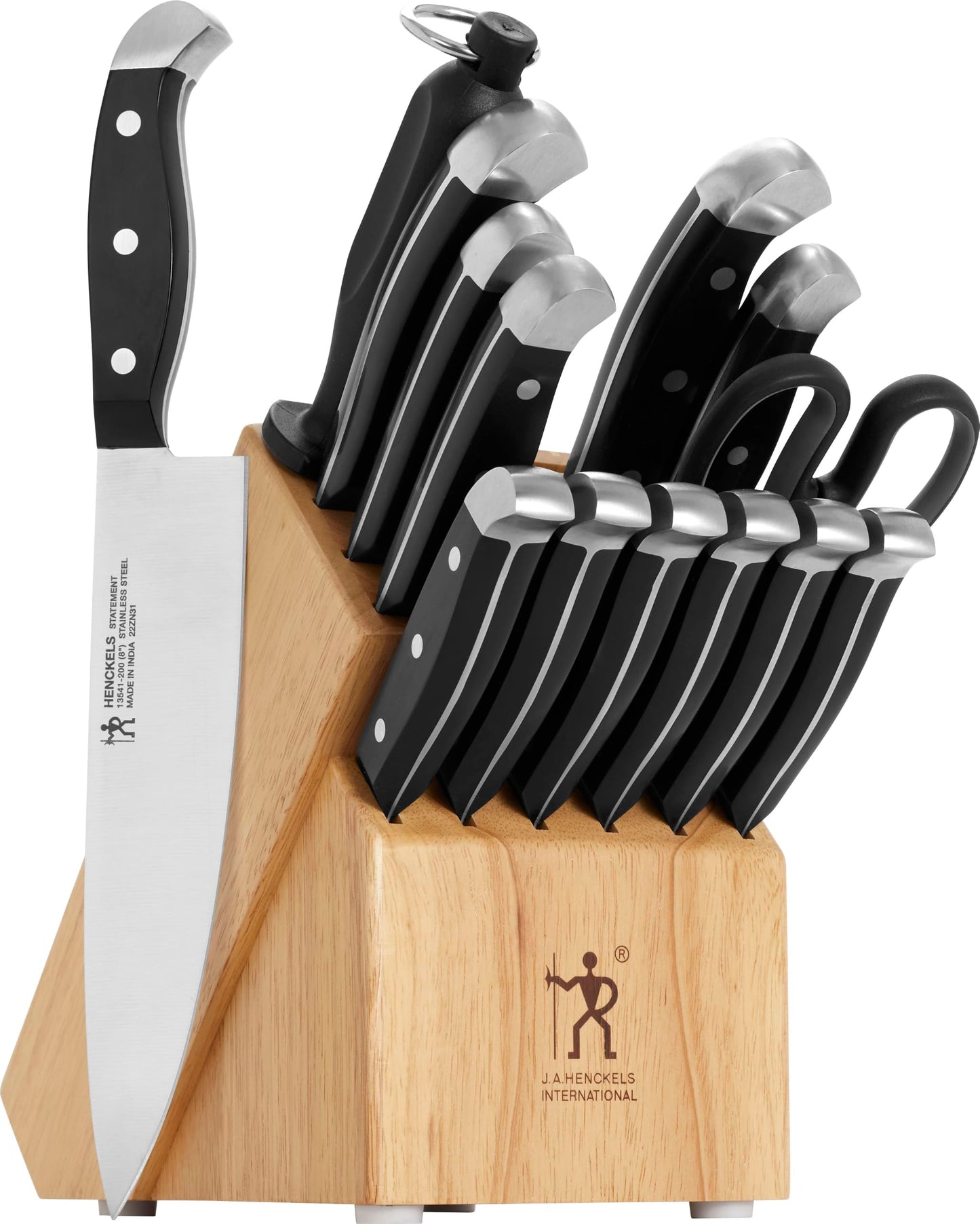 HENCKELS Premium Quality 15-Piece Knife Set with Block, Razor-Sharp, German Engineered Knife Informed by Over 100 Years of Masterful Knife Making, Lightweight and Strong, Dishwasher Safe - Available at All In One Marketplace Canada