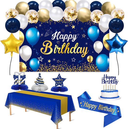 YeohJoy Birthday Decorations Navy Blue Gold 35Pcs Party Supplies 🍁 All In One Marketplace Canada