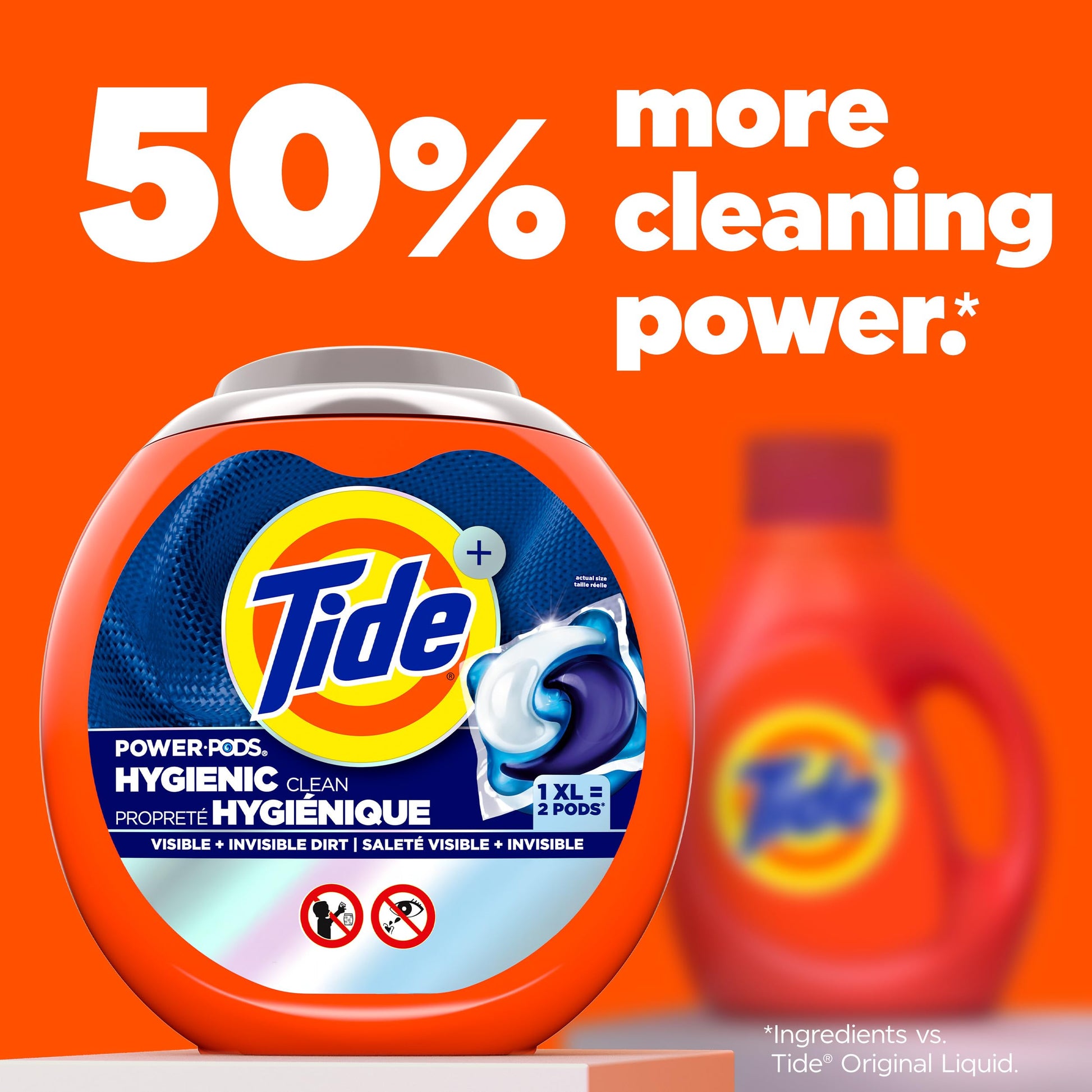 Tide Hygienic Clean Power PODS Laundry Detergent Pacs, Original Scent, 63 Count, Removes Visible and Invisible Dirt, laundry soap detergent pacs - Available at All In One Marketplace Canada