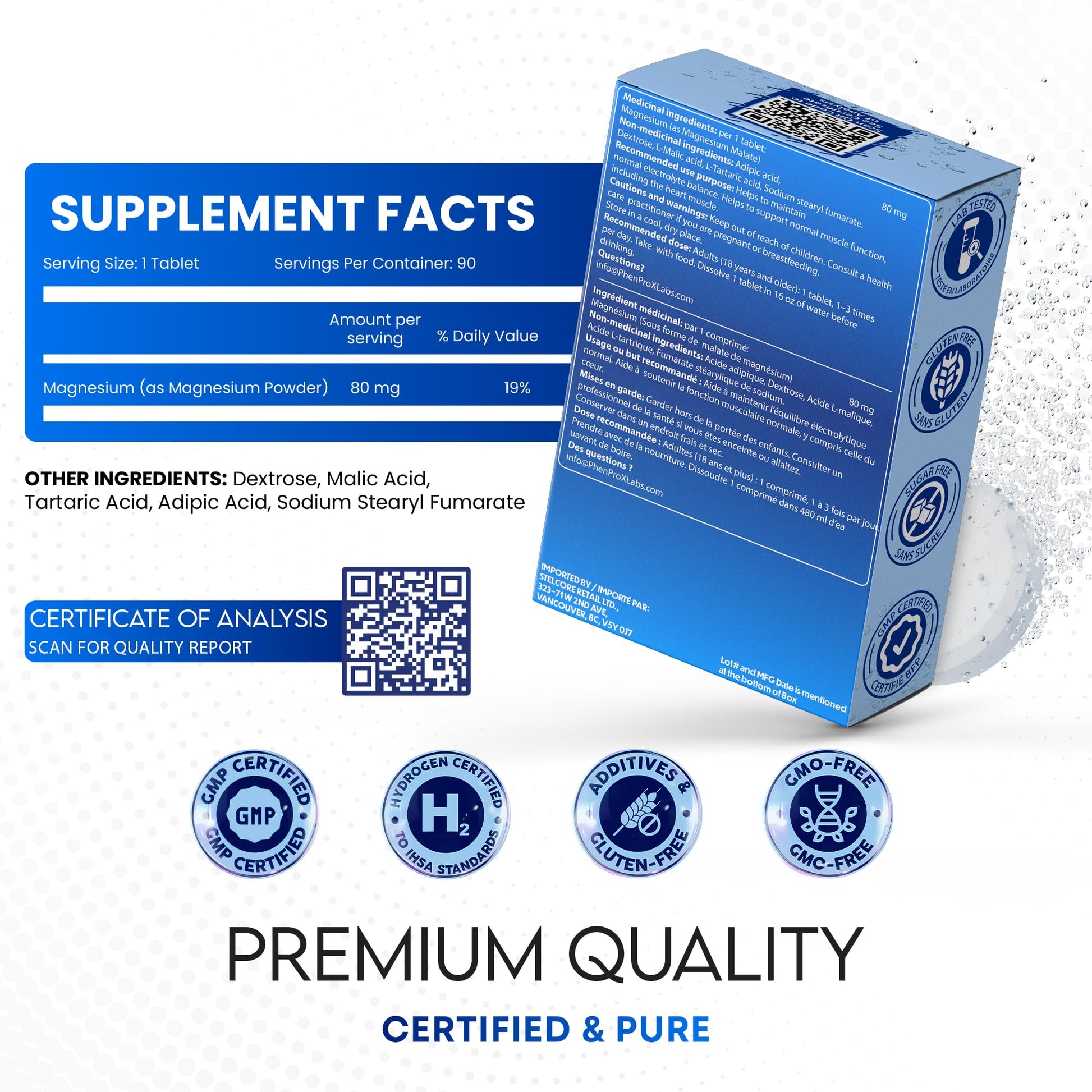60 Ct Hydrogen Water Tablets – Magnesium Tablets for Energy, Hydration & Muscle Function –Support Recovery, Fatigue and Mental Clarity. Lab Tested - Available at All In One Marketplace Canada