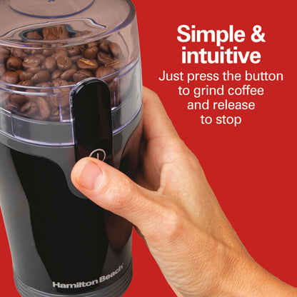 Hamilton Beach Fresh Grind Electric Coffee Grinder for Beans, Spices and More, Stainless Steel Blades, Easy Clean Removable Chamber, Makes up to 12 Cups, Black