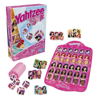 Hasbro Yahtzee Jr.: Disney Princess Edition Board Game for Kids Ages 4 and Up, for 2-4 Players, Counting and Matching Game for Preschoolers (English), F1236