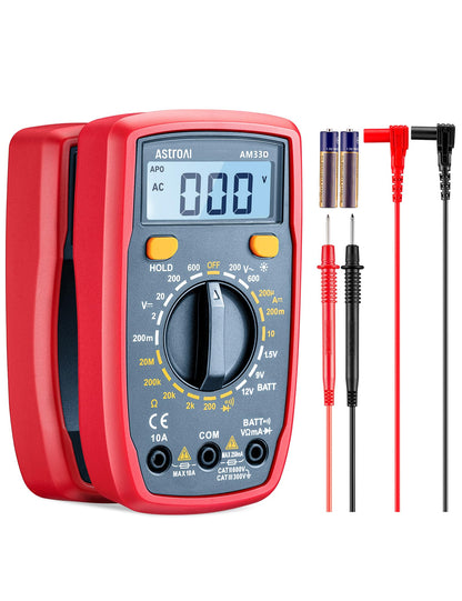 AstroAI Digital Multimeter 2000, Multimeter Tester with Volt Amp Ohm, Multi Meter Measures Voltage, Current, Resistance, Continuity and Diode, Backlight LCD Display, Blue