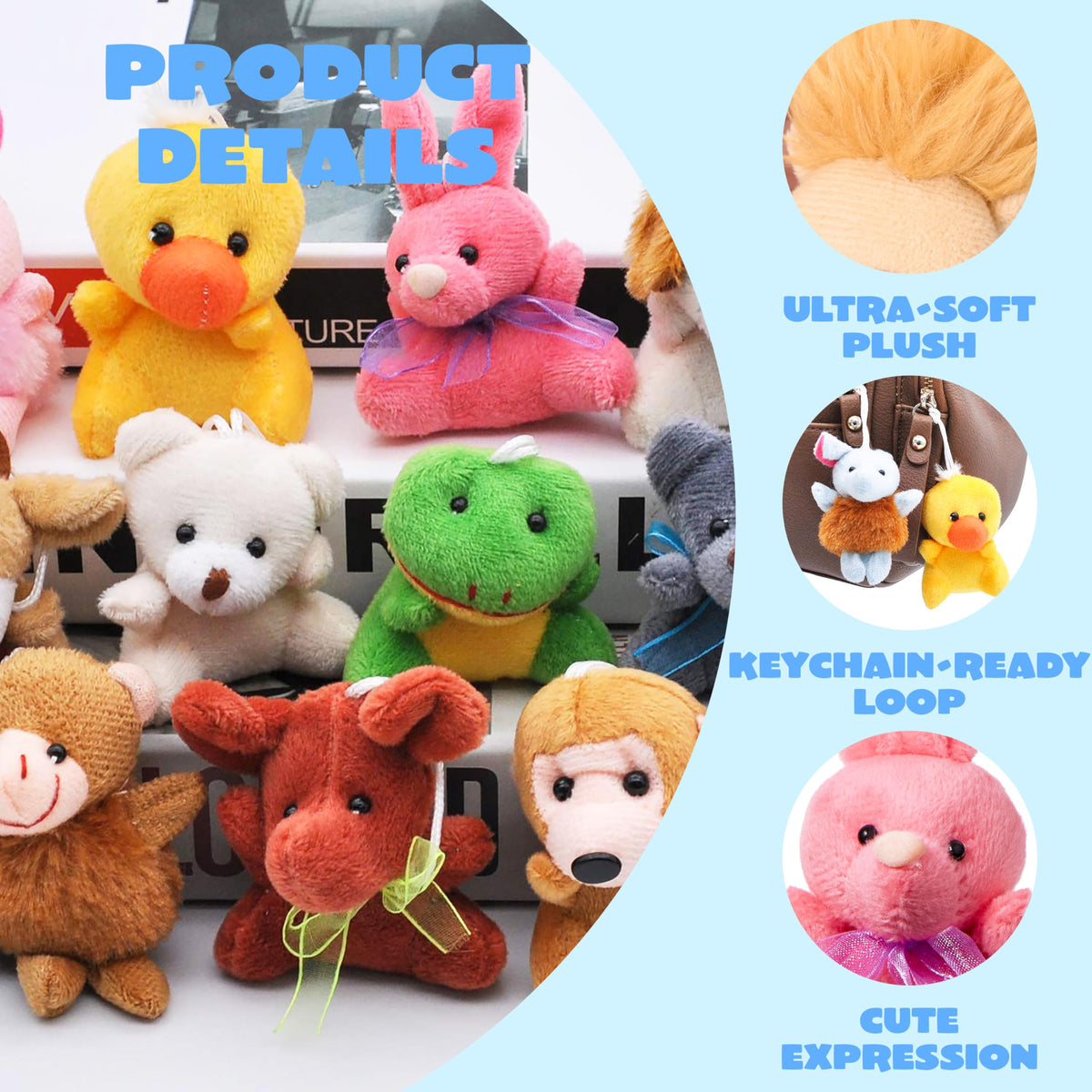 JOYIN 24 Pack Mini Animal Plush Toy Assortment (24 Units 3" Each), Animals Keychain Decoration for Kids, Small Stuffed Animal Bulk for Kids, Carnival Prizes, School Gifts, Christmas Goodie Bags 🍁 All In One Marketplace Canada