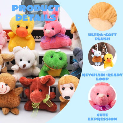 JOYIN 24 Pack Mini Animal Plush Toy Assortment (24 Units 3" Each), Animals Keychain Decoration for Kids, Small Stuffed Animal Bulk for Kids, Carnival Prizes, School Gifts, Christmas Goodie Bags 🍁 All In One Marketplace Canada