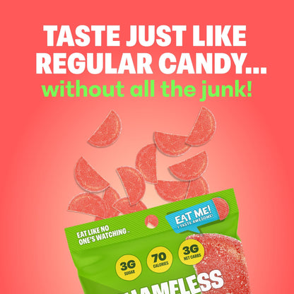 Shameless Snacks Wassup Watermelon Keto Gummies - Low Calorie, Low Carb, Gluten Free (6 Pack)