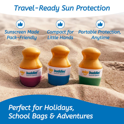 Solar Buddies Sunscreen Applicator - Single Full Green - Refillable Roll on Sponge Sunscreen, Suncream & Lotion Applicator For Kids, Adults & Families - Holds 3.4fl oz, Perfect Size for Travel