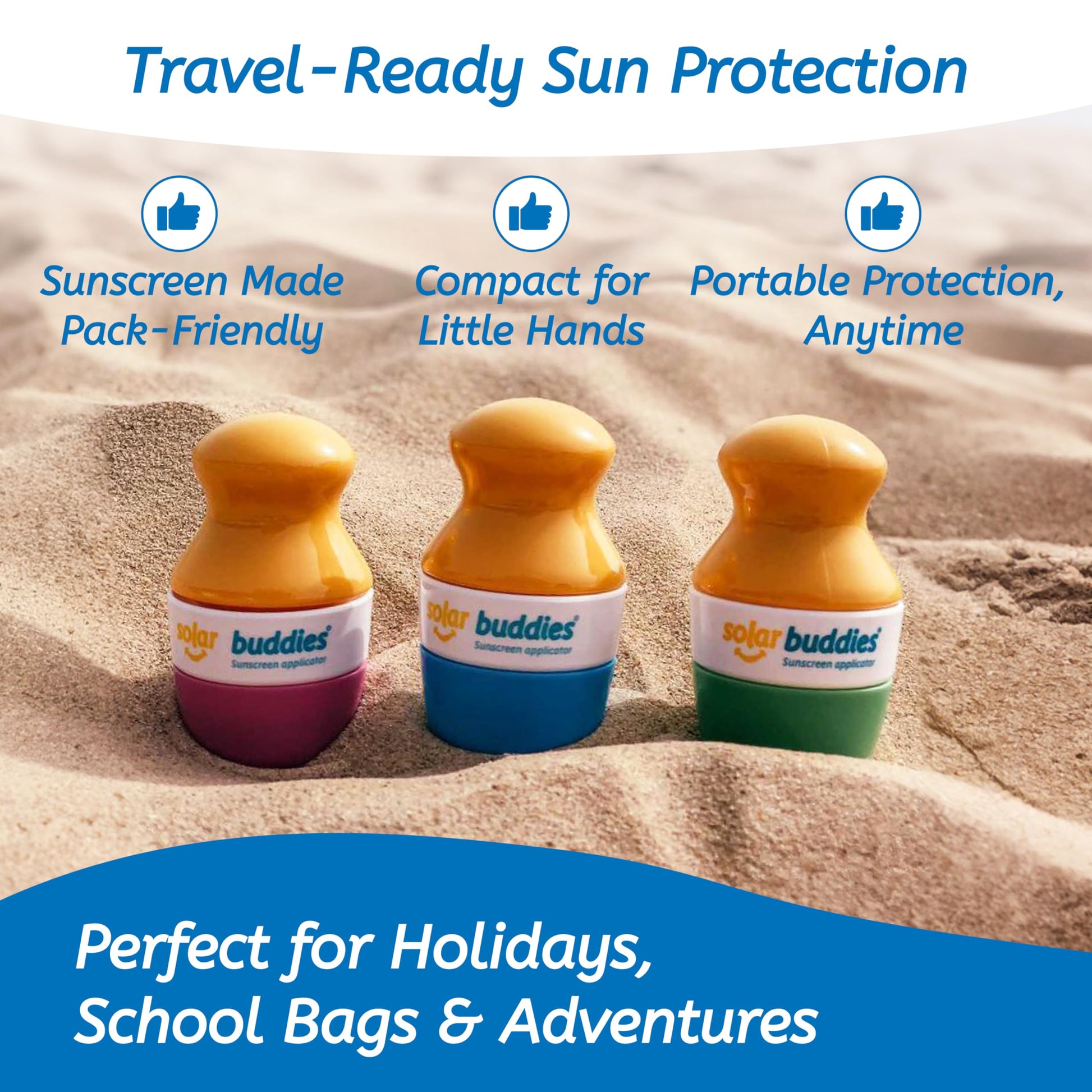 Solar Buddies Sunscreen Applicator - Single Pink - Refillable Roll on Sponge Sunscreen, Suncream & Lotion Applicator For Kids, Adults & Families - Holds 3.4fl oz, Perfect Size for Travel