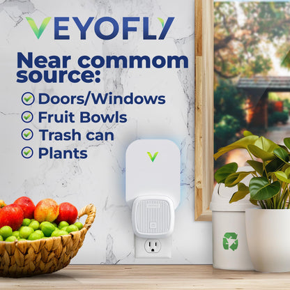 VEYOFLY Fruit Fly Traps for Indoors (1 Device + 2 Refills), Gnat Trap Indoor Plug in, Bug Traps, Flying Insect Trap, Gnat Traps for House Indoors, Fly Trap Indoor for Home Bug Light, Gnats Catcher