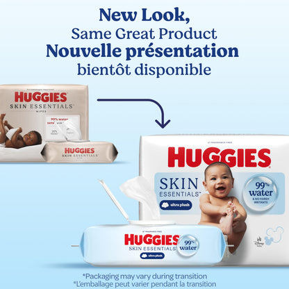 Huggies Skin Essentials Baby Wipes, Hypoallergenic, 99% Water, 6 Flip Top Packs (336 Wipes Total)