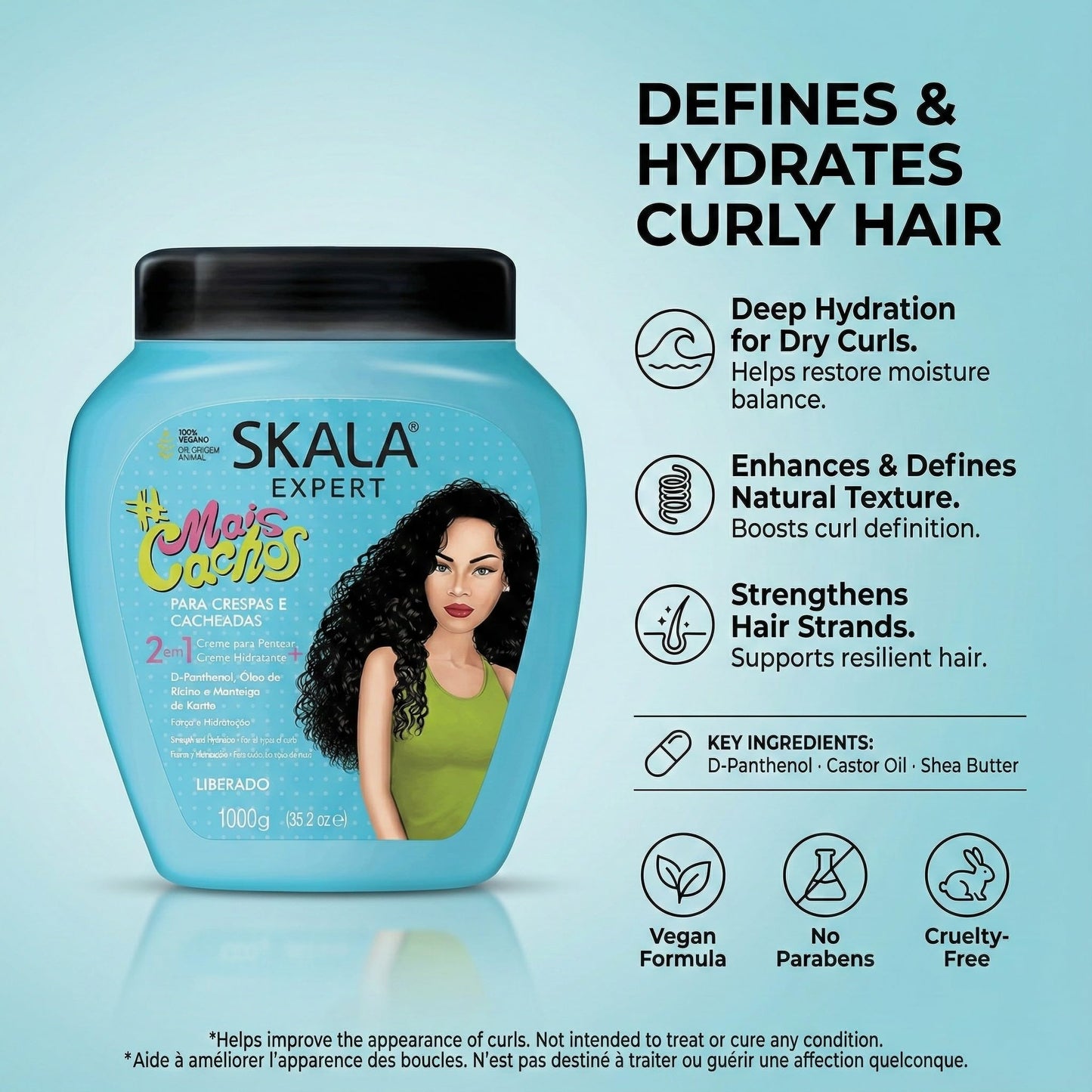 SKALA BRASIL #MAIS CACHOS 2 IN 1 TREATMENT CREAM + LEAVE-IN SKALA
