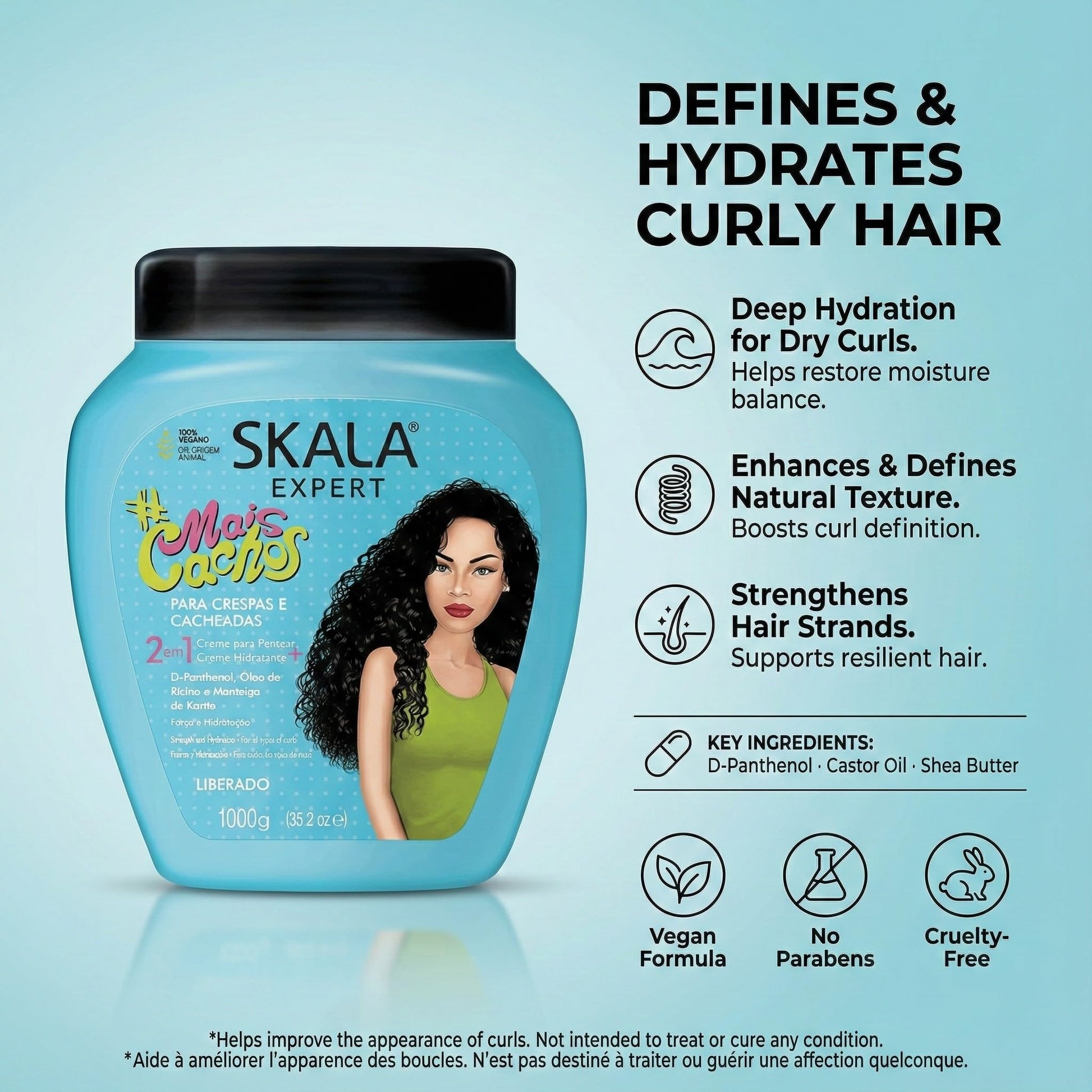 SKALA BRASIL #MAIS CACHOS 2 IN 1 TREATMENT CREAM + LEAVE-IN SKALA