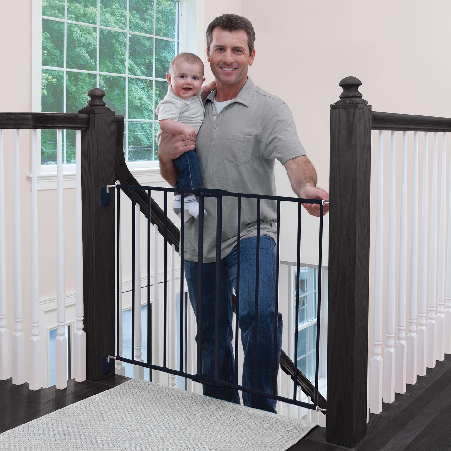 Safety 1st Top of Stairs Expanding Metal Baby Gate – Hardware-Mounted for Stairs, Hallways & Doors, Adjustable 27”-42” Wide, Pet & Dog Gate, Black 🍁 All In One Marketplace Canada