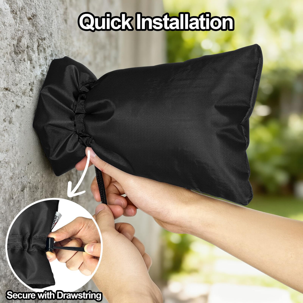 Enlarge Outdoor Faucet Cover for Winter Freeze Protection, 3M Thinsulate, 10"H x 6.3"W Hose Bib Covers for Wall Taps Outside, Waterproof & Frost Free Insulated Spigot Cover, 2 Pcs Faucet Socks - Black 🍁 All In One Marketplace Canada