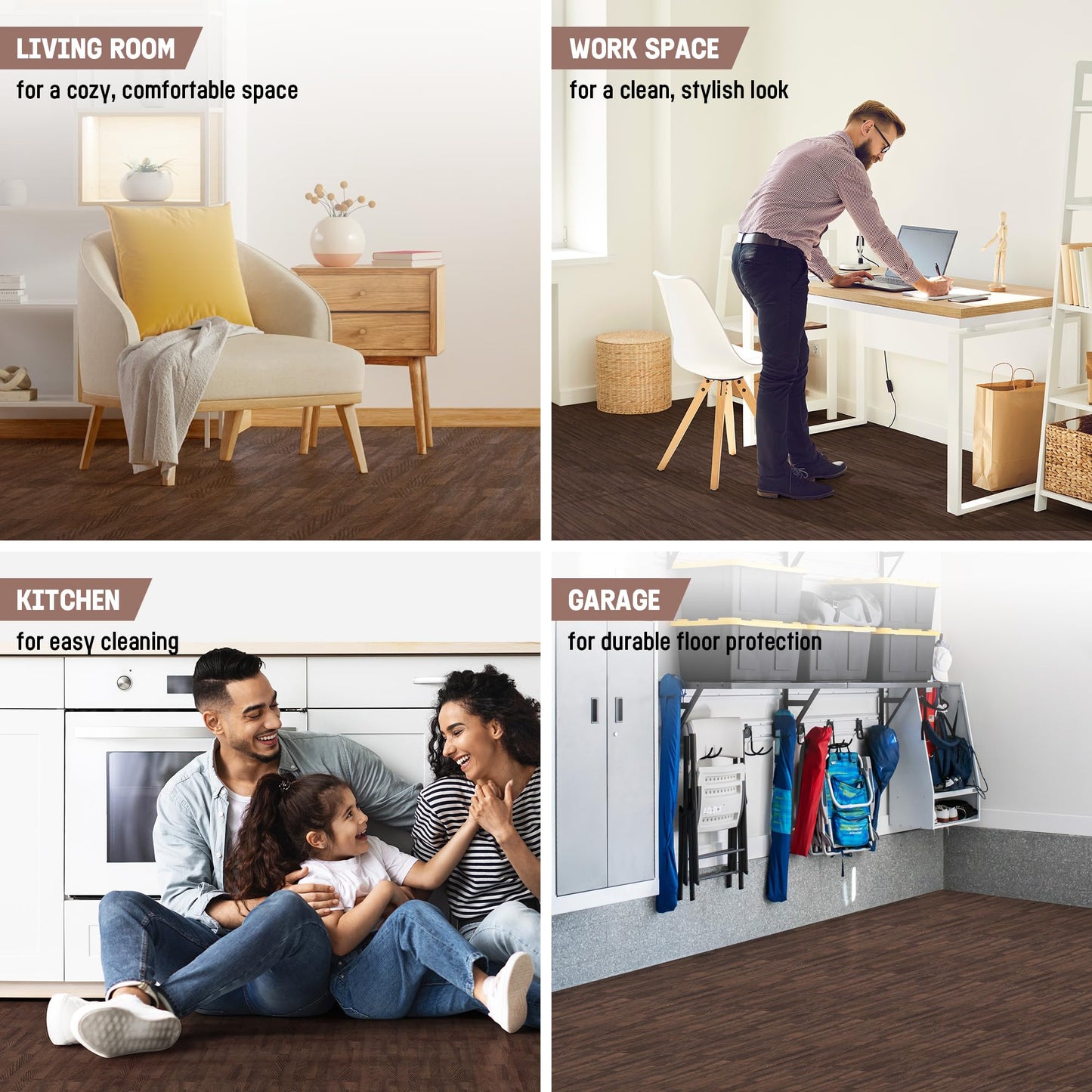 Yes4All EVA Interlocking Mats, Puzzle Floor Tiles, Foam Floor Padding with Border for Furniture, Home Space, Living Room, Garage - Dark Oak Wood, 1.02 m2 🍁 All In One Marketplace Canada