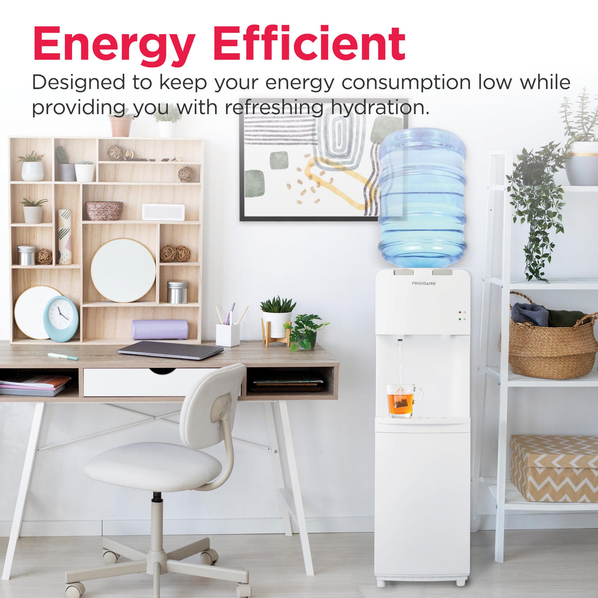 Frigidaire EFWC498, Top Load Hot & Cold Water Cooler Dispenser for Home, Garage, Dorm, RV & Cottage, 3 and 5 Gallon Bottles, 11" D x 11.5" W x 36" H, White