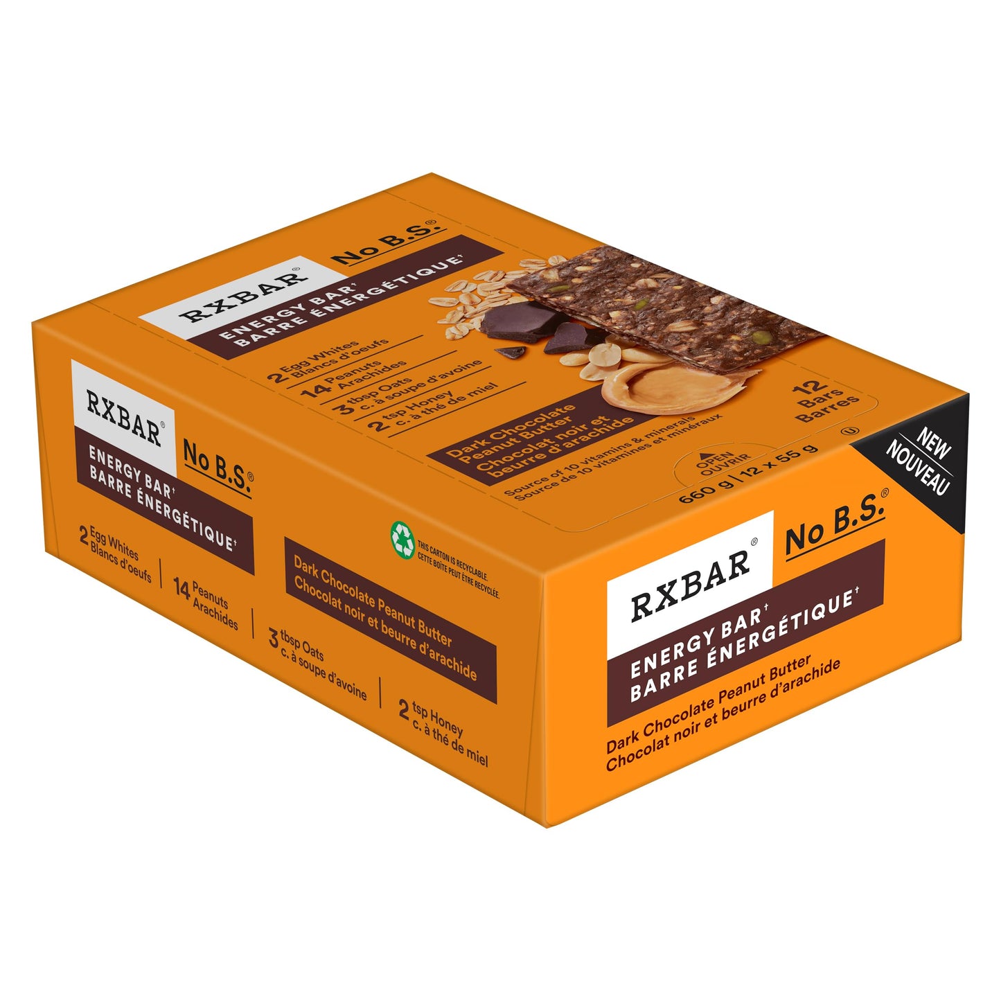 RXBAR Energy Protein Bar Dark Chocolate Peanut Butter 12x55g (Pack of 12) RXBAR