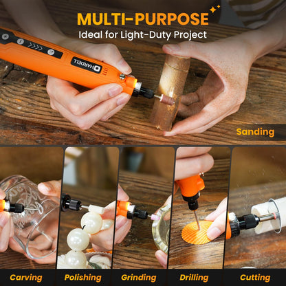 HARDELL Mini Cordless Rotary Tool, 5-Speed and USB Charging Rotary Tool Kit, Multi-Purpose 3.7V Power Rotary Tool with 61 Accessories for Sanding, Polishing, Drilling, Etching, Engraving, DIY Crafts