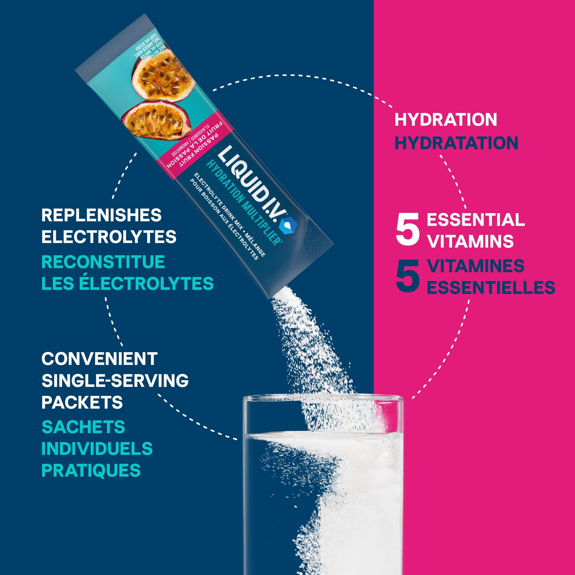 Liquid I.V. Hydration Multiplier Electrolyte Drink Mix - Enhanced Hydration Electrolyte Powder with Vitamins B3, B5, B6, B12 and C -18x On-the-go Sticks for Workout and Travel - Passion Fruit