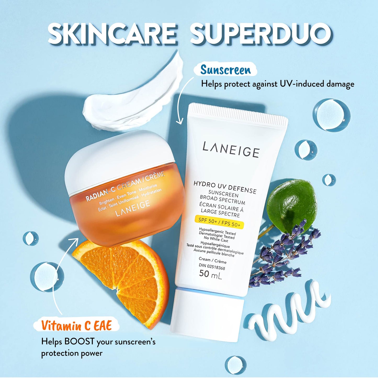LANEIGE Hydro UV Defense Sunscreen SPF 50+: Hypoallergenic & Dermatologist-Tested Korean Broad Spectrum Sun Protection with No White Cast LANEIGE