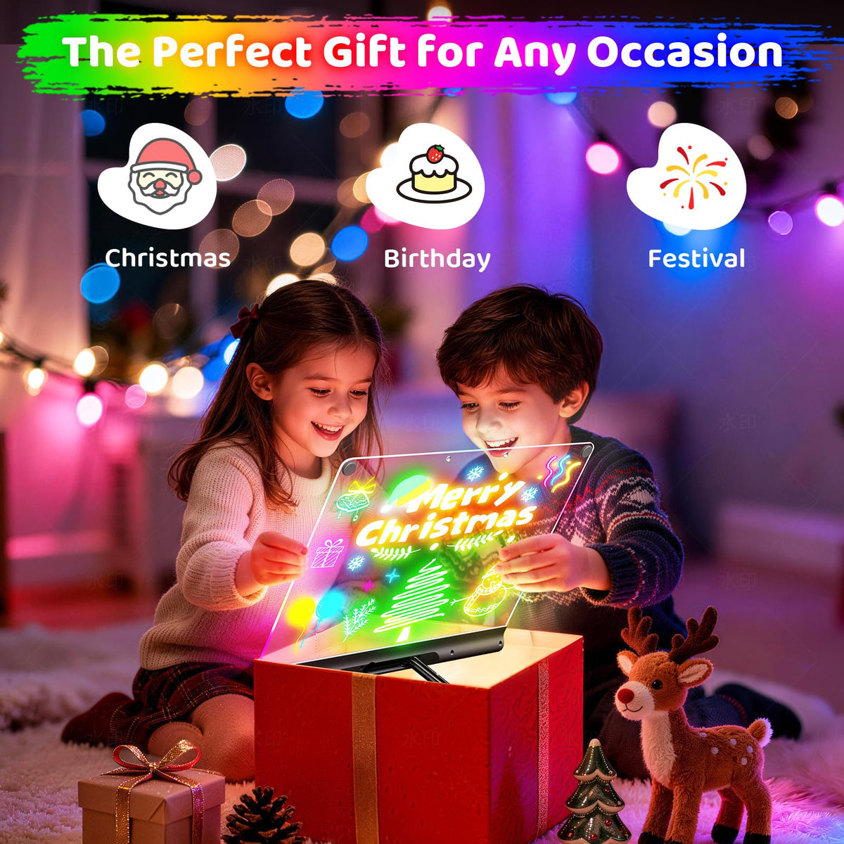 Geokay 16“ Rechargeable LED Drawing Board, 9-Color Light Modes with Timer 🍁 All In One Marketplace Canada